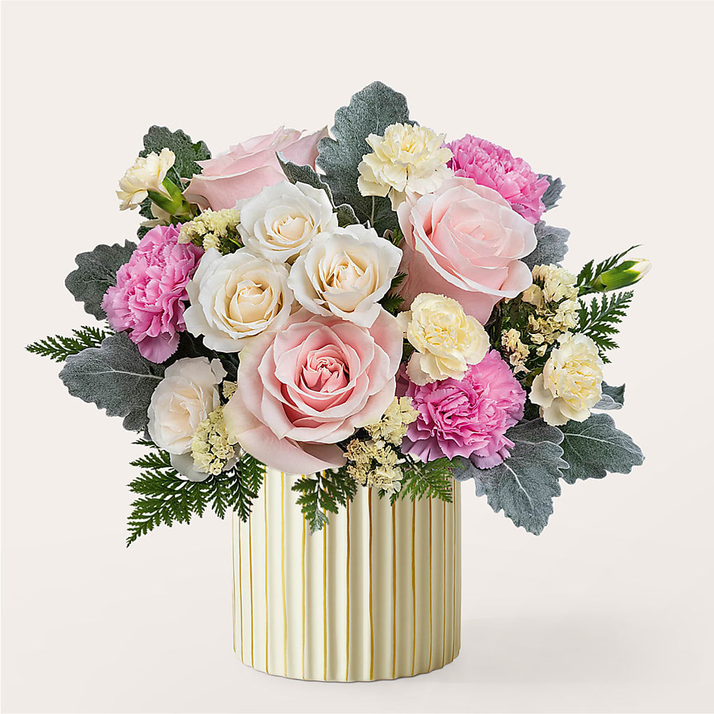 Blissful Moments Bouquet with Ivory Vase – Brea Florist, Brea CA