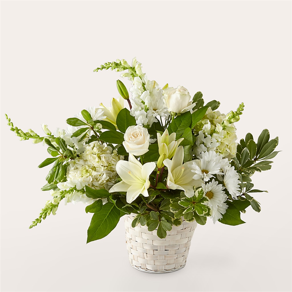 Ivory Elegance Floral Basket – Brea Florist, Brea CA