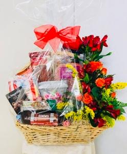 With Sympathy Fruit and Sweets Basket