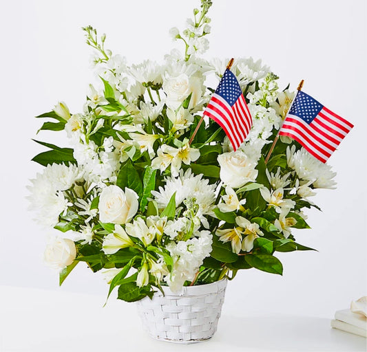 Eternal Affection Arrangement with Flag –  Brea Florist, Brea CA