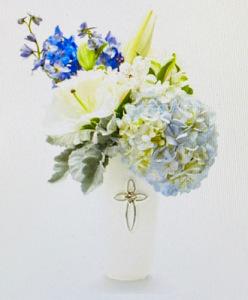 Blue Serenity Cross Bouquet –  Brea Florist, Brea CA