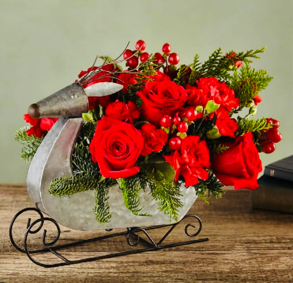 Red Christmas Reindeer Sleigh