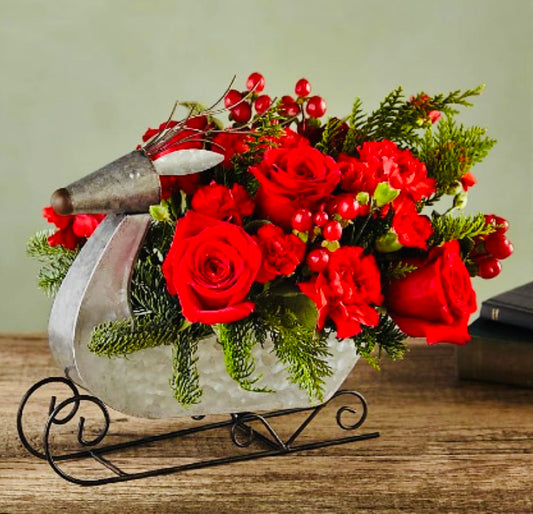 Red Christmas Reindeer Sleigh