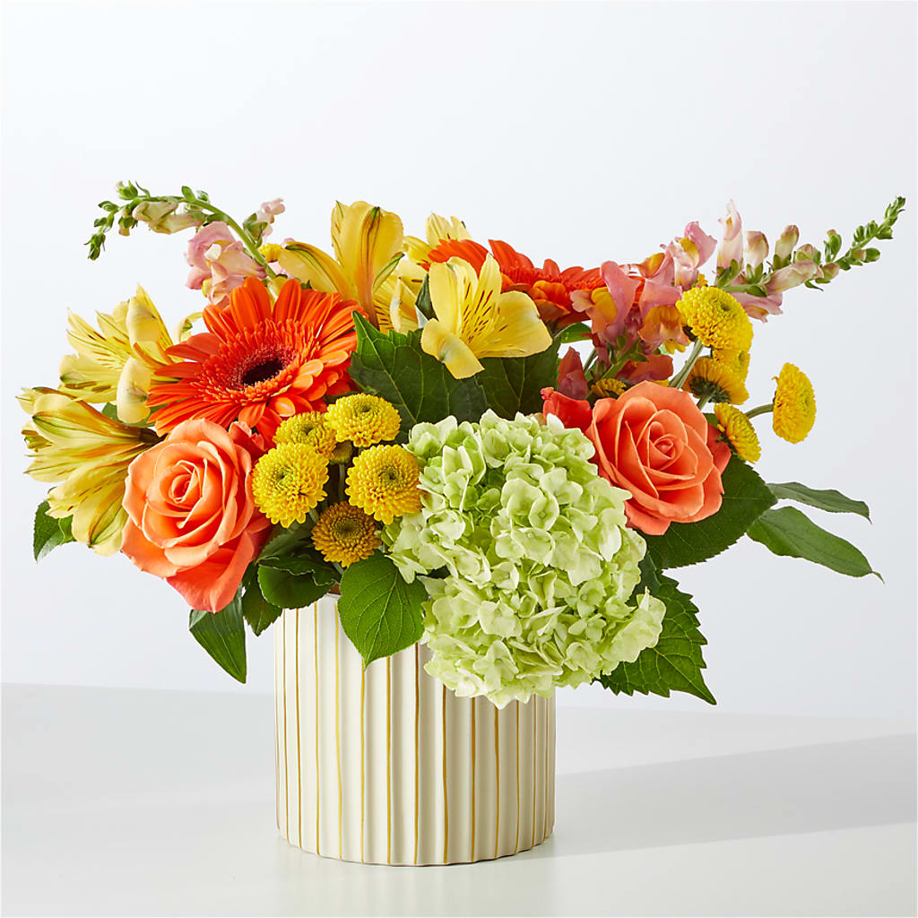 Autumn Sunshine Bouquet with Ivory Vase –  Brea Florist, Brea CA