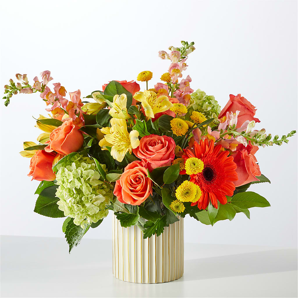 Autumn Sunshine Bouquet with Ivory Vase –  Brea Florist, Brea CA