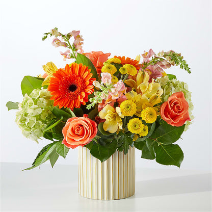 Autumn Sunshine Bouquet with Ivory Vase –  Brea Florist, Brea CA