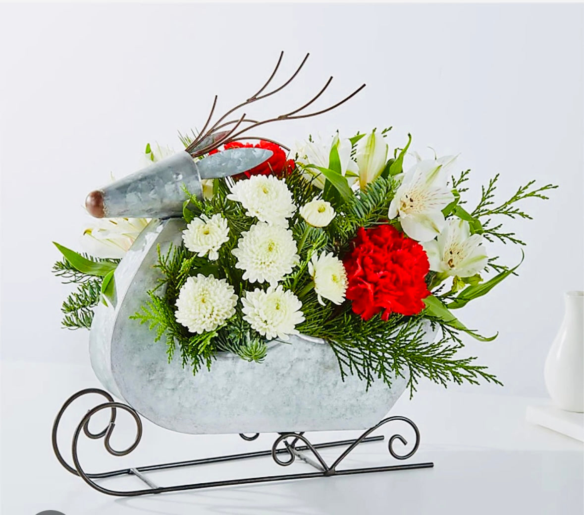 Red And White Reindeer Sleigh