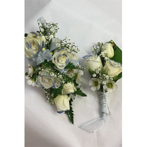 Dipped Color Matching Corsage and Boutonniere