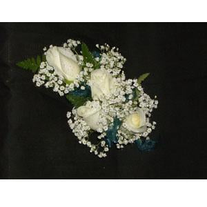 4 White Rose Corsage